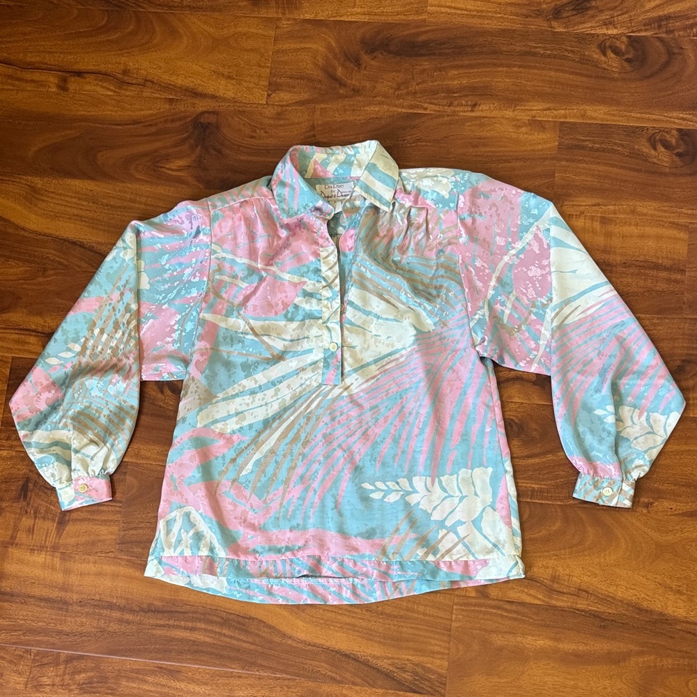 Vintage 70s/80s DaRue Draper's & Damon's Pastel Button-Up Shirt - Pink, Blue